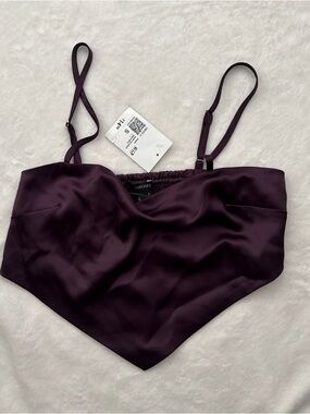 Forever 21 Plum Satin Pointed-Hem Bandeau Cami